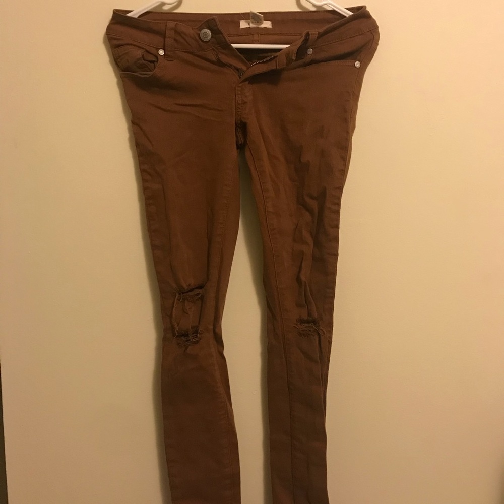 Brown ripped jeans